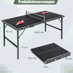 Klappbare Tischtennisplatte mit Netz & 2 Schlägern & Bällen Ping Pong Tisch Schwarz/Blau/Grün