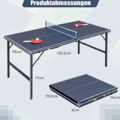 Klappbare Tischtennisplatte mit Netz & 2 Schlägern & Bällen Ping Pong Tisch Schwarz/Blau/Grün