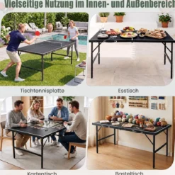 Klappbare Tischtennisplatte mit Netz & 2 Schlägern & Bällen Ping Pong Tisch Schwarz/Blau/Grün