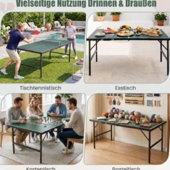 Klappbare Tischtennisplatte mit Netz & 2 Schlägern & Bällen Ping Pong Tisch Schwarz/Blau/Grün