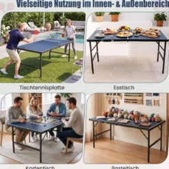 Klappbare Tischtennisplatte mit Netz & 2 Schlägern & Bällen Ping Pong Tisch Schwarz/Blau/Grün