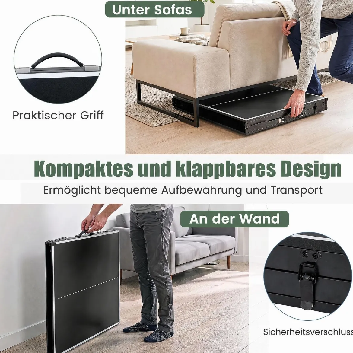 Klappbare Tischtennisplatte mit Netz & 2 Schlägern & Bällen Ping Pong Tisch Schwarz/Blau/Grün