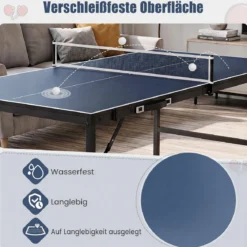 Klappbare Tischtennisplatte mit Netz & 2 Schlägern & Bällen Ping Pong Tisch Schwarz/Blau/Grün