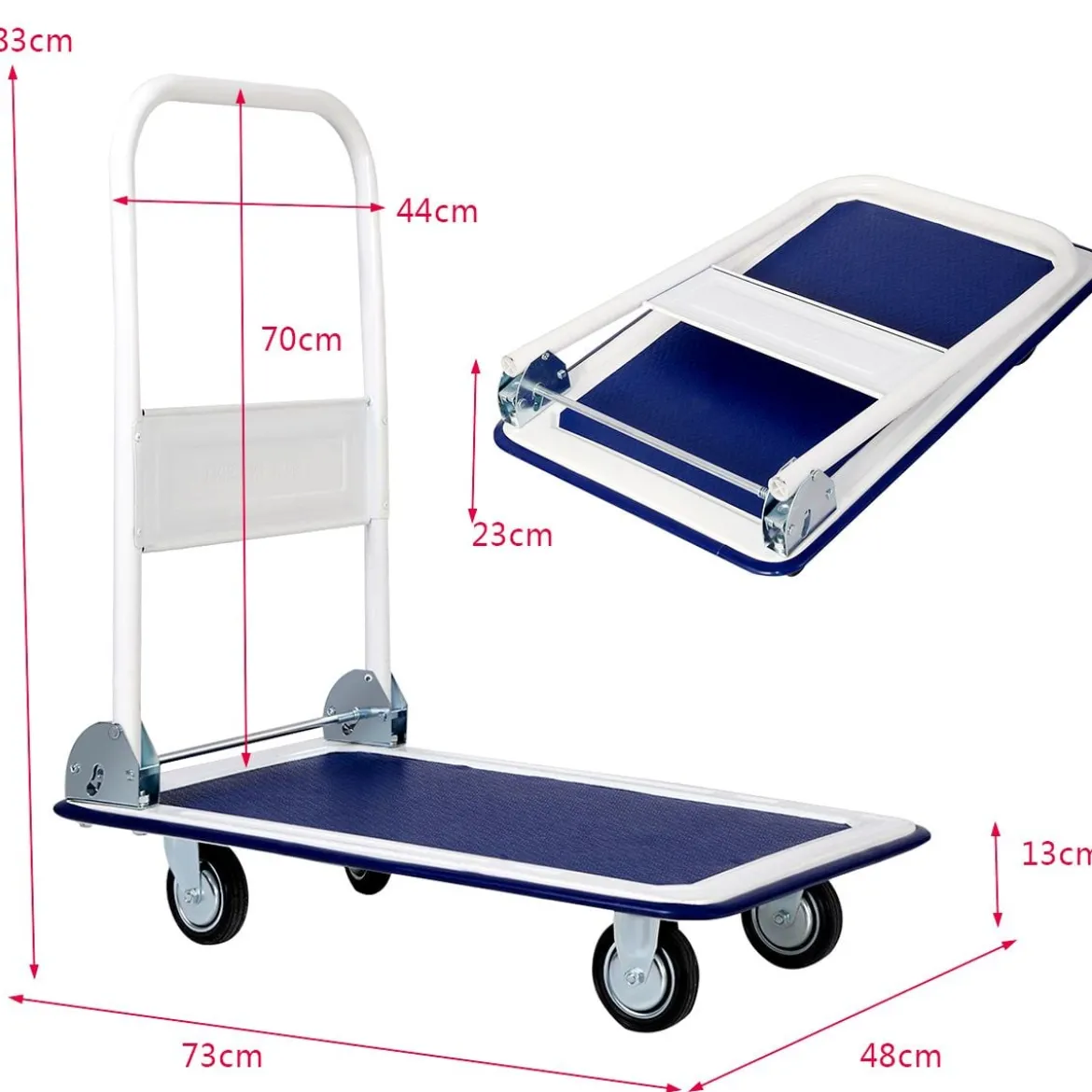 Klappbare Transportwagen bis 150 kg Tragkraft Plattformwagen mit 360° Lenkrollen & Handgriff Blau