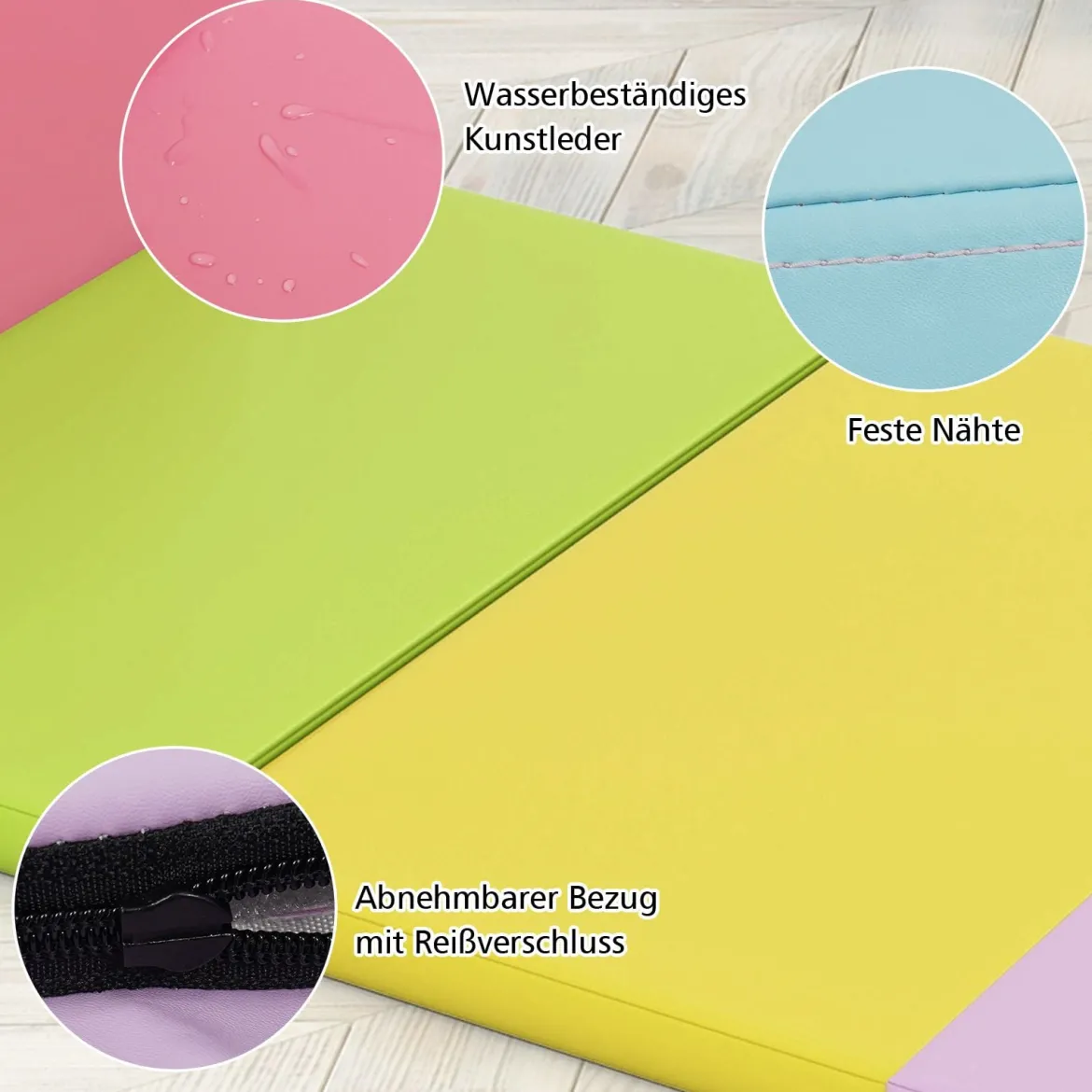 Klappbare Turnmatte aus PU mit Tragegriff Weichbodenmatte Gymnastikmatte Sportmatte Macaron