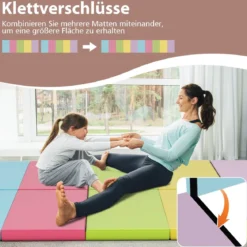 Klappbare Turnmatte aus PU mit Tragegriff Weichbodenmatte Gymnastikmatte Sportmatte Macaron