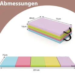 Klappbare Turnmatte aus PU mit Tragegriff Weichbodenmatte Gymnastikmatte Sportmatte Macaron
