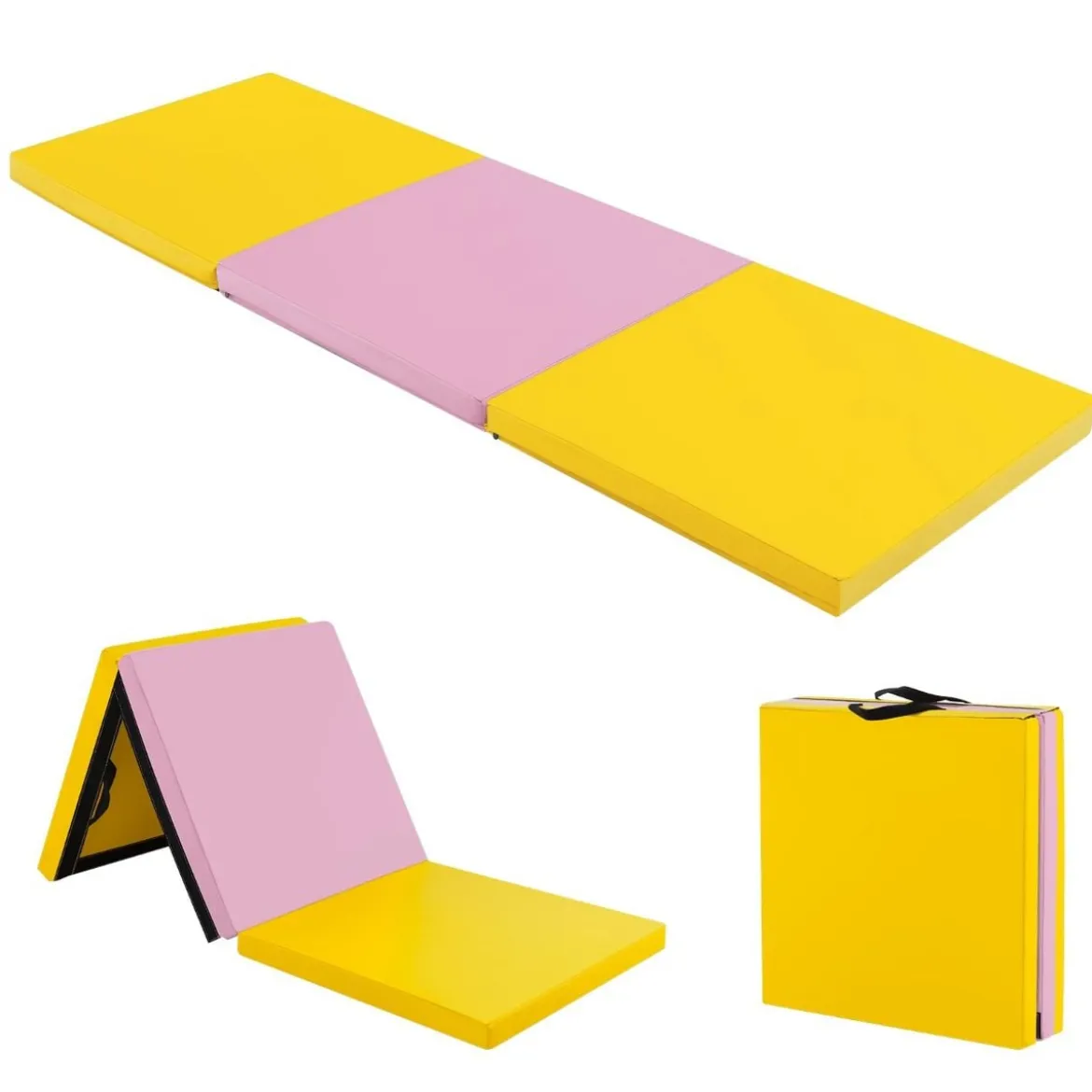 Klappbare Weichbodenmatte mit 2 Griffen Rutschfeste Gymnastikmatte 180 x 60 x 5 cm
