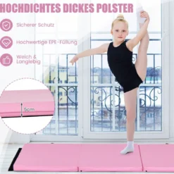 Klappbare Weichbodenmatte mit 2 Griffen Rutschfeste Gymnastikmatte 180 x 60 x 5 cm