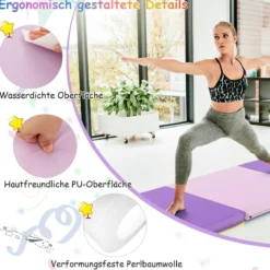 Klappbare Weichbodenmatte mit 2 Griffen Rutschfeste Gymnastikmatte 180 x 60 x 5 cm