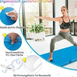 Klappbare Weichbodenmatte mit 2 Griffen Rutschfeste Gymnastikmatte 180 x 60 x 5 cm