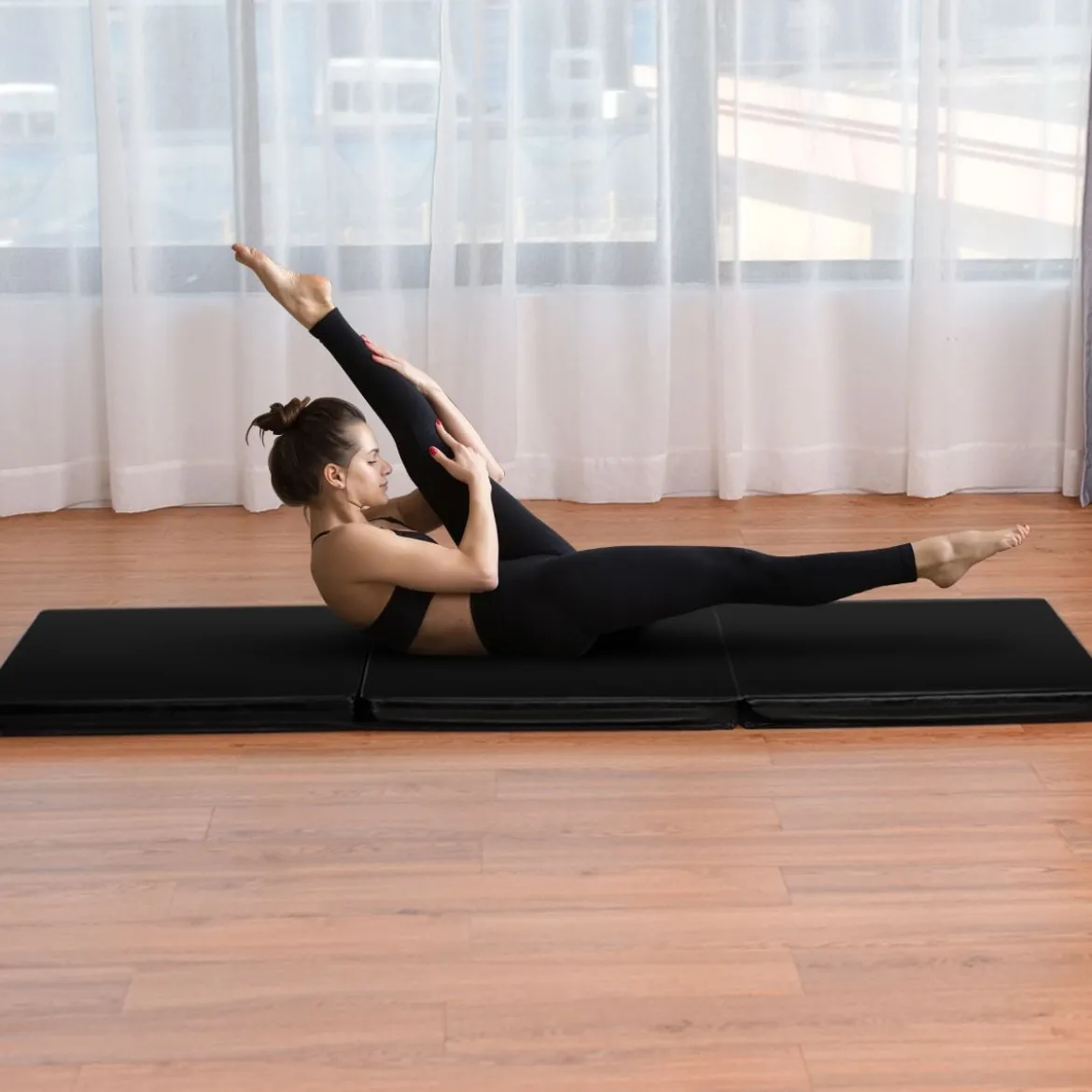 Klappbare Weichbodenmatte mit 2 Griffen Rutschfeste Gymnastikmatte 180 x 60 x 5 cm