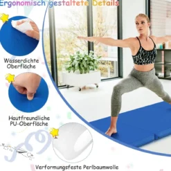 Klappbare Weichbodenmatte mit 2 Griffen Rutschfeste Gymnastikmatte 180 x 60 x 5 cm