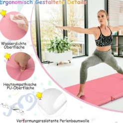 Klappbare Weichbodenmatte mit 2 Griffen Rutschfeste Gymnastikmatte 180 x 60 x 5 cm