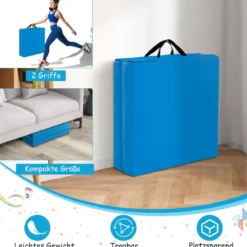 Klappbare Weichbodenmatte mit 2 Griffen Rutschfeste Gymnastikmatte 180 x 60 x 5 cm