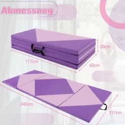 Klappbare Weichbodenmatte Tragbar Gymnastikmatte Yogamatte 240 x 117 x 5 cm