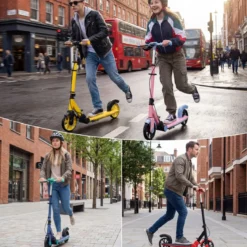 Klappbar Roller Scooter mit 2 Leuchtenden Rädern & Ständer Höhenverstellbar Tretroller Gelb