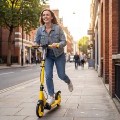Klappbar Roller Scooter mit 2 Leuchtenden Rädern & Ständer Höhenverstellbar Tretroller Gelb