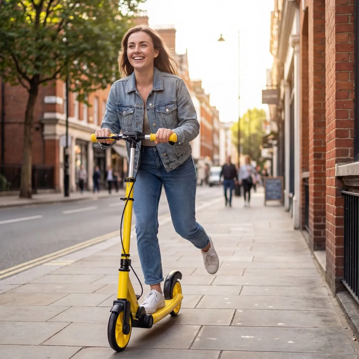 Klappbar Roller Scooter mit 2 Leuchtenden Rädern & Ständer Höhenverstellbar Tretroller Gelb