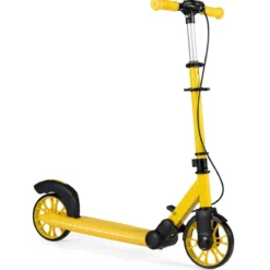 Klappbar Roller Scooter mit 2 Leuchtenden Rädern & Ständer Höhenverstellbar Tretroller Gelb