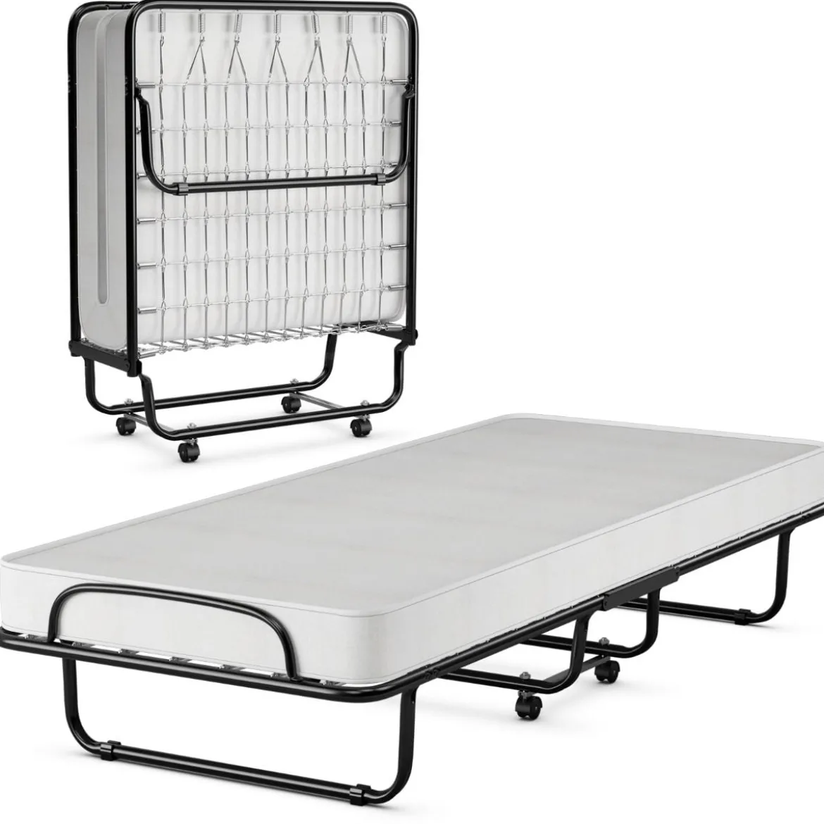 Klappbett auf Rädern mit Matratze für Erwachsene 190 x 80 x 39 cm hergestellt in Italien Herkunft: Italien