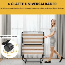 Klappbett mit Matratze Gästebett zum Herausrollen für Erwachsene platzsparend