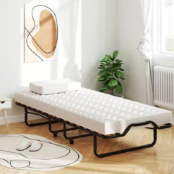 Klappbett 80x200 Cm Memory Foam Matratze Rollen Für Gäste Italien Schwarz