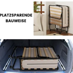 Klappbett 80x200 Cm Memory Foam Matratze Rollen Für Gäste Italien Schwarz