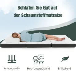 Klappmatratze 10 cm Dicke 3-Fach Klappbare Matratze 193 x 80 x 10 cm Weiß & Grau