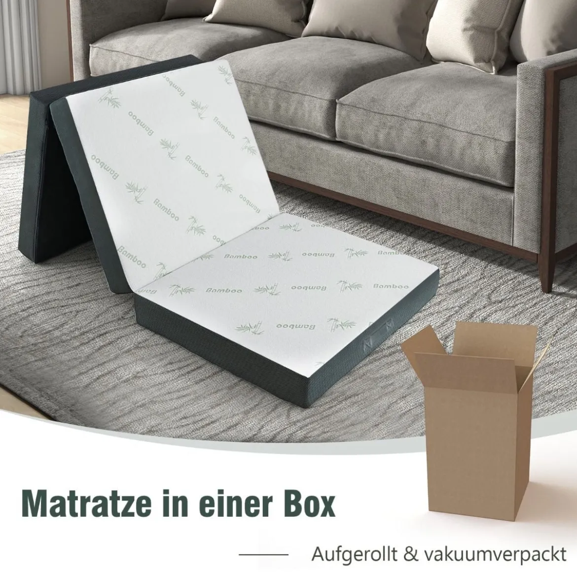 Klappmatratze 10 cm Dicke 3-Fach Klappbare Matratze 193 x 80 x 10 cm Weiß & Grau