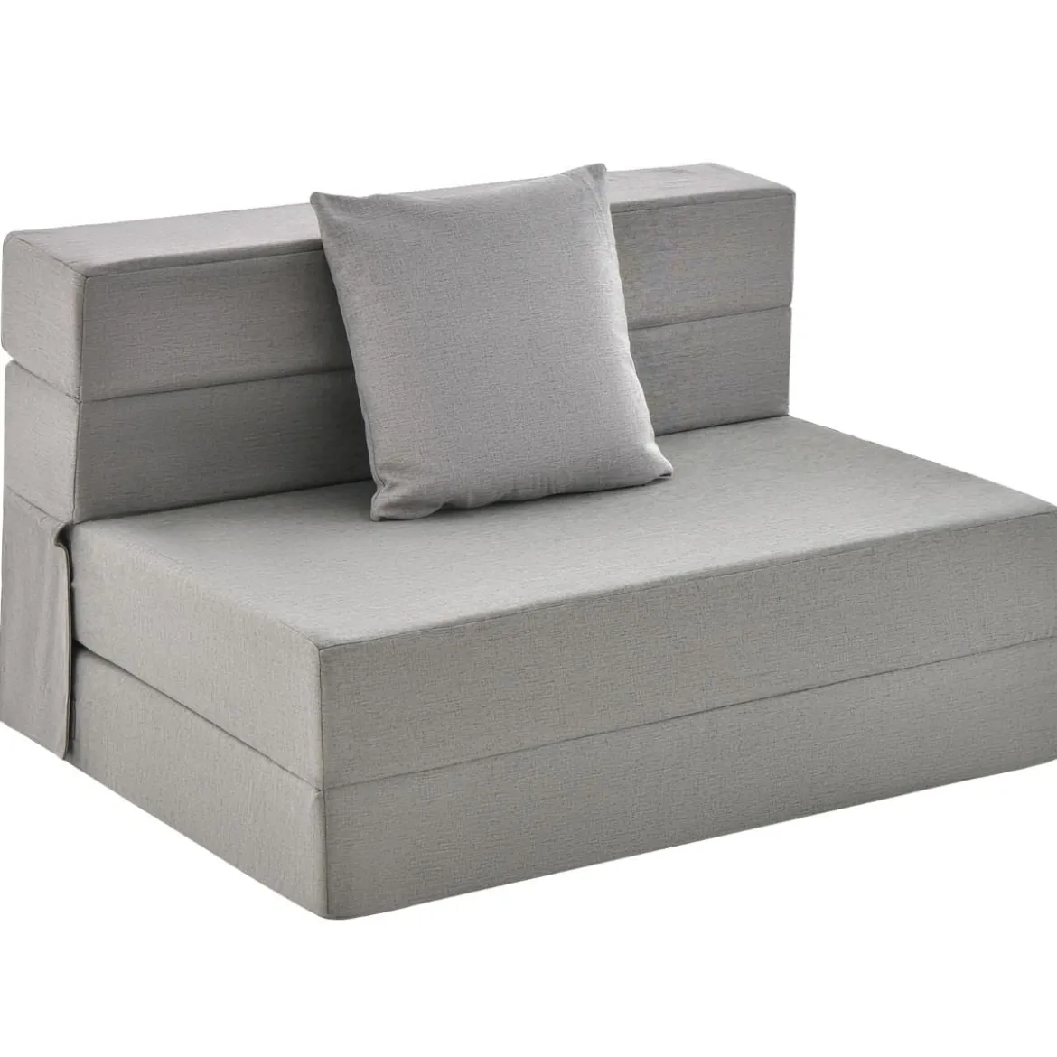 Klappmatratze mit Kissen aus Schaumstoff 15cm dick Schlafsofa mit Waschbarem Bezug 190 x 100 x 15 cm Grau