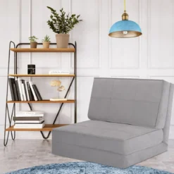 Klappsofa 3-Fach Umklappbares Schlafsofa mit 5Rückenlehnenpositionen Grau