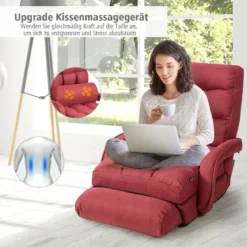Klappsofa Schlafsofa Bodenstuhlsofa Liegebett verstellbar mit Armlehnen & Kissen Rot