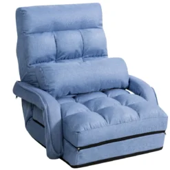 Klappsofa Schlafsofa Bodenstuhlsofa Liegebett verstellbar mit Armlehnen & Kissen Blau