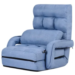 Klappsofa Schlafsofa Bodenstuhlsofa Liegebett verstellbar mit Armlehnen & Kissen Blau