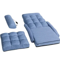 Klappsofa Schlafsofa Bodenstuhlsofa Liegebett verstellbar mit Armlehnen & Kissen Blau