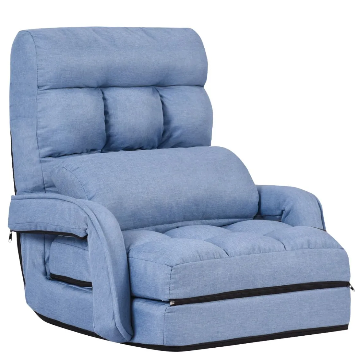 Klappsofa Schlafsofa Bodenstuhlsofa Liegebett verstellbar mit Armlehnen & Kissen Blau