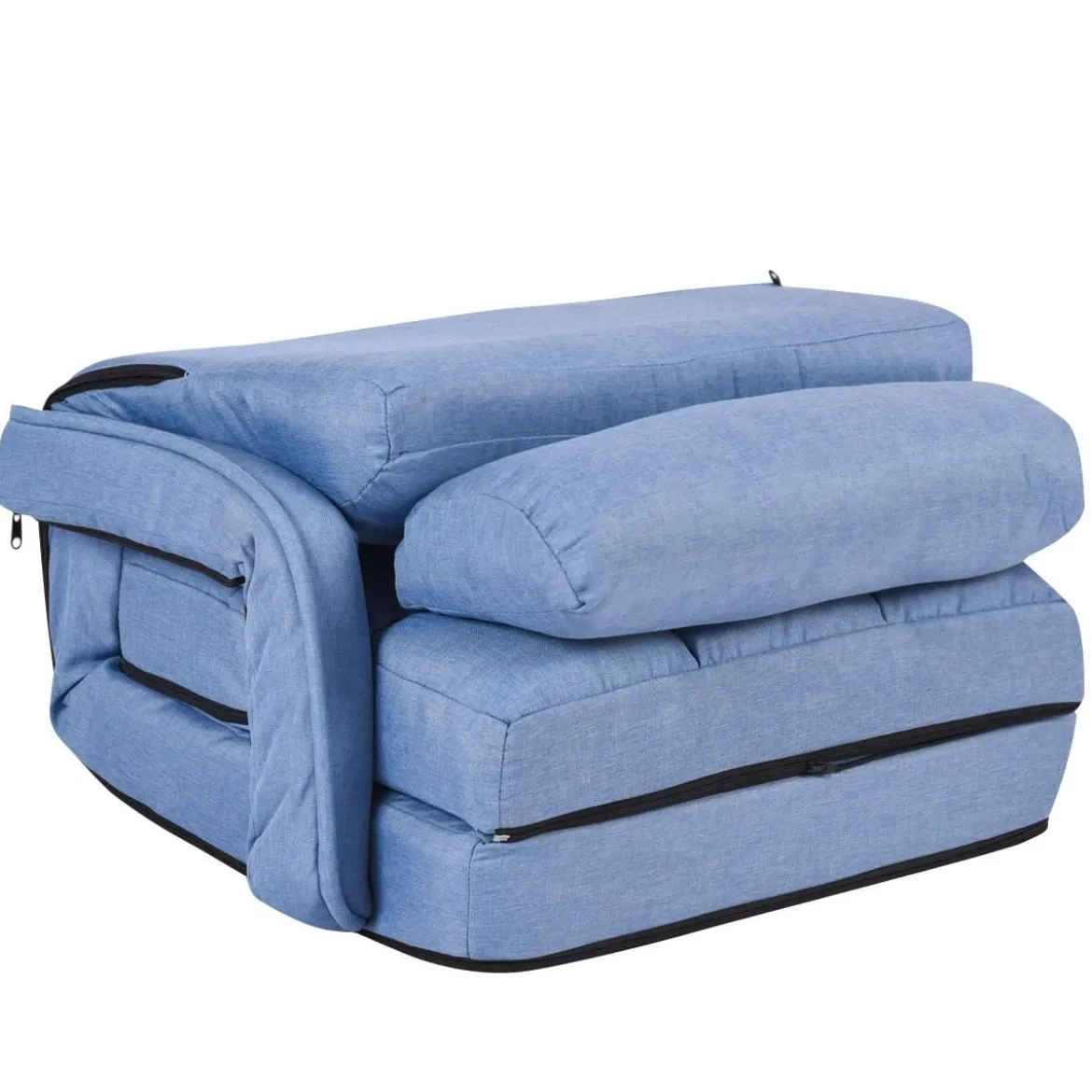 Klappsofa Schlafsofa Bodenstuhlsofa Liegebett verstellbar mit Armlehnen & Kissen Blau