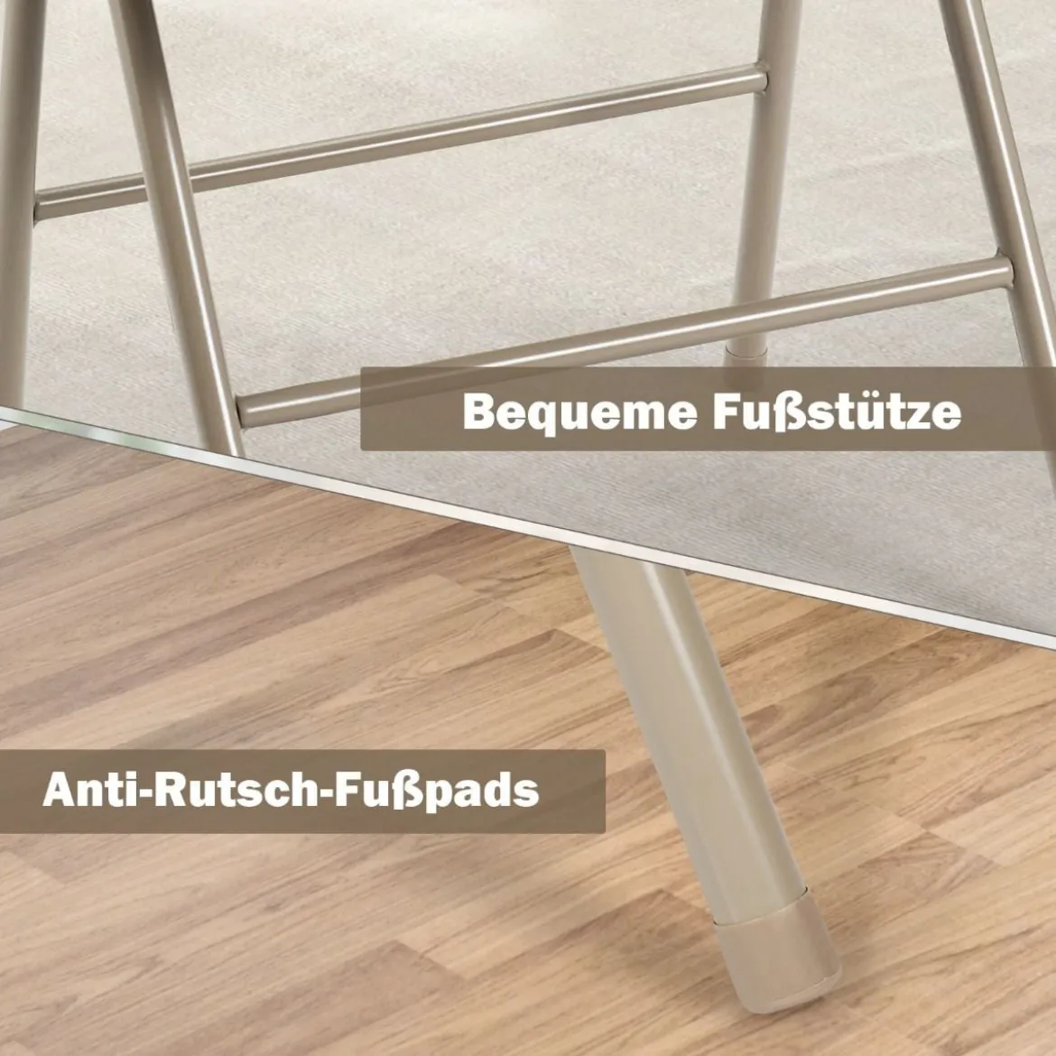 4 Klappstühle tragbare Metallstühle mit gepolstertem Sitz gepolsterte Stühle für Zuhause Beige/Grau