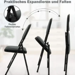 4 Klappstühle tragbare Metallstühle mit gepolstertem Sitz gepolsterte Stühle für Zuhause Beige/Grau