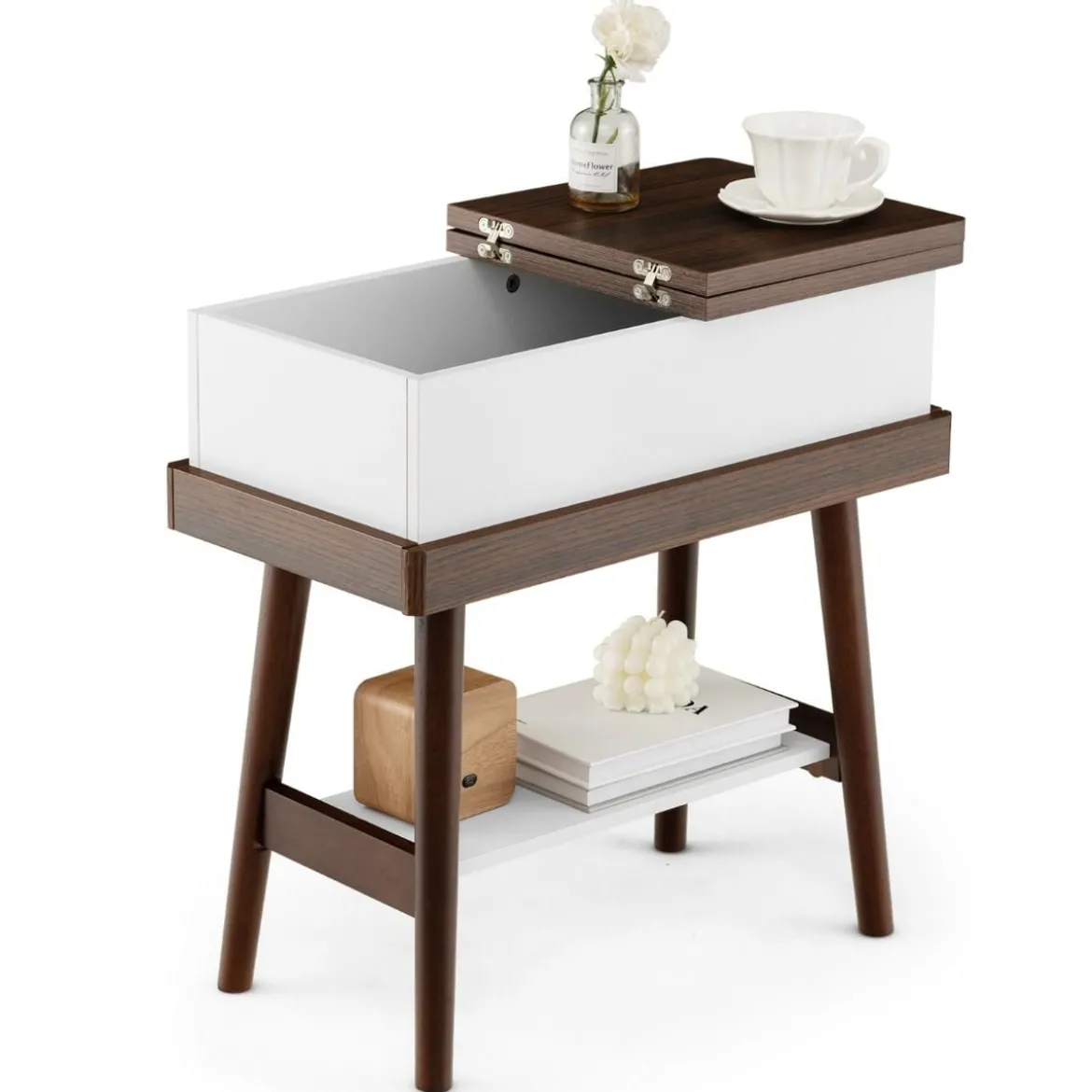 Klapptisch Sofatisch mit um 180° klappbarer Platte 60 x 30 x 60 cm Dunkelbraun