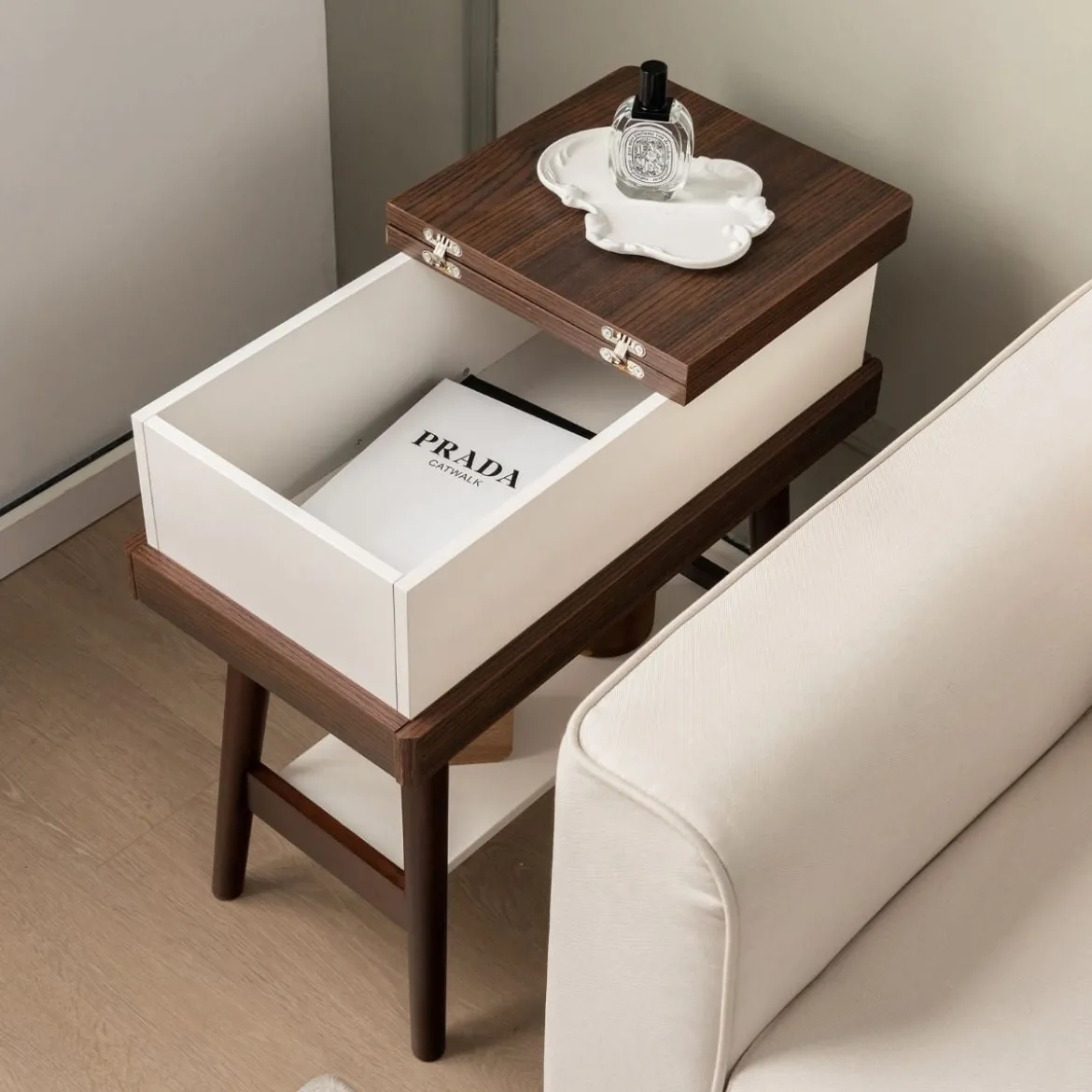 Klapptisch Sofatisch mit um 180° klappbarer Platte 60 x 30 x 60 cm Dunkelbraun