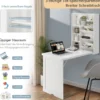 Klapptisch Wandmontierbarer Schreibtisch mit 3-Stufiger Neigbarer Trennwand Weiß