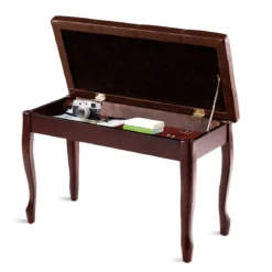 Klavierbank mit Notenfach Klavierhocker aus Massivhoz 75 x 35 x 49 cm Braun