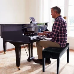 Klavierhocker Höhenverstellbar Klavierbank Pianobank mit Stauraum Schwarz