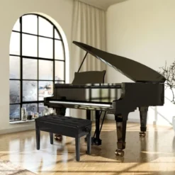 Klavierhocker Höhenverstellbar Klavierbank Pianobank mit Stauraum Schwarz