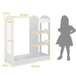 Kleidergarderobe für Kinder Kostümgarderobe für Kinder mit Spiegel 93,5 x 38 x 100 cm Weiß