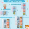Kleiderschrank für Kinder Babyschrank mit 8 Würfeln & Hängebereich niedliche Cartoon-Kommode Blau