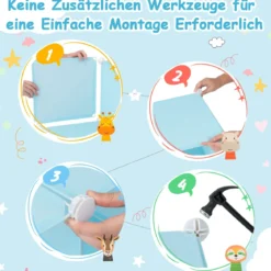 Kleiderschrank für Kinder Babyschrank mit 8 Würfeln & Hängebereich niedliche Cartoon-Kommode Blau