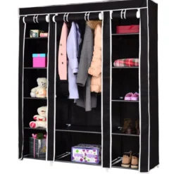 Kleiderschrank Textilschrank Garderobenschrank Stoffschrank mit Kleiderstange 150x46x179cm